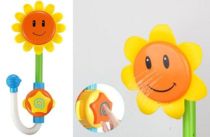 Duș de copii pentru cadă, în formă de floarea-soarelui